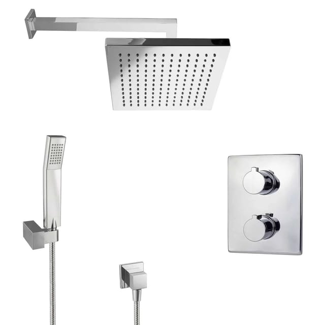 PaulGurkes Regendusche Unterputz Dusch Set mit Thermostat eckig