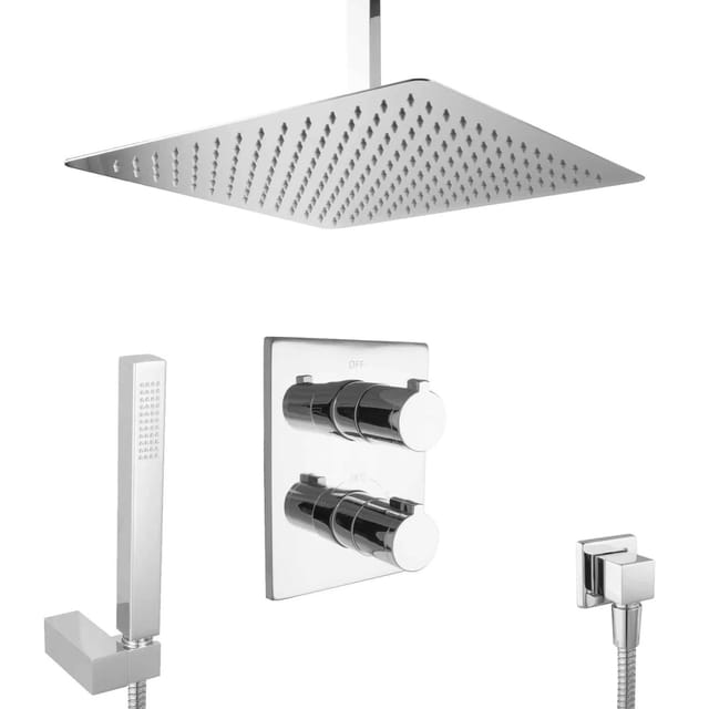 PaulGurkes Dusch Set 40cm Unterputz Regendusche mit Thermostat