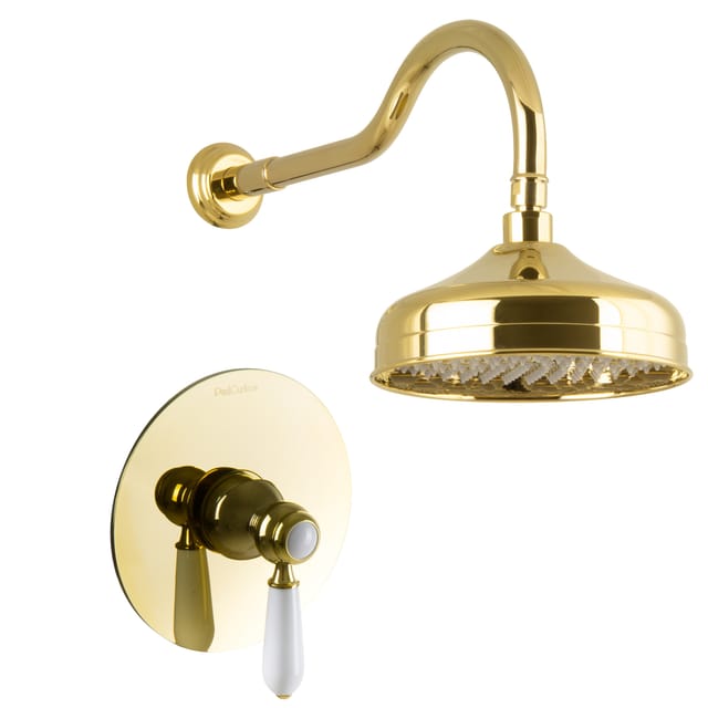 PaulGurkes Duschset Unterputz Gold Regendusche Nostalgie Retro Luxus Dusche