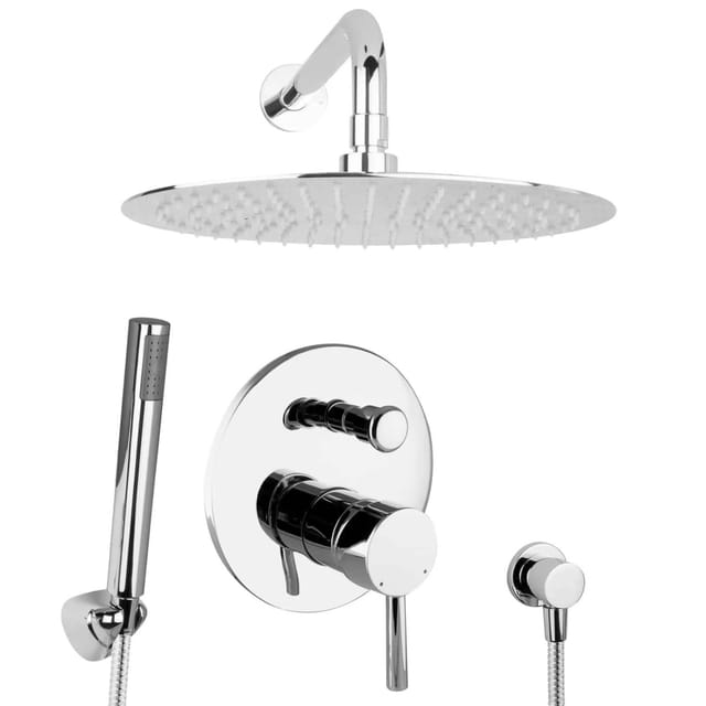 PaulGurkes 30cm Duschsystem Duschset Regendusche unterputz Set rund Tropendusche
