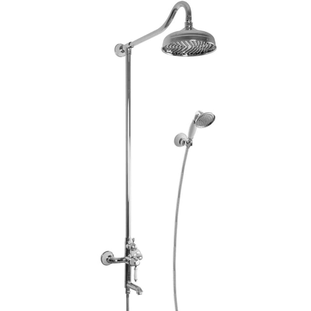 PaulGurkes Nostalgie Duschsystem Aufputz Regendusche Set Retro Landhausstil 3-Wege