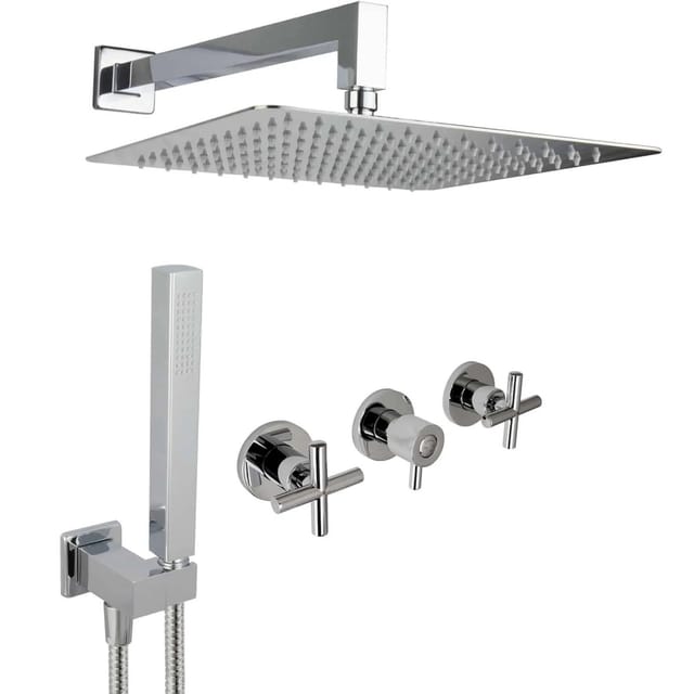 PaulGurkes Regendusche 30cm unterputz mit Wandarm Komplett Set Messing