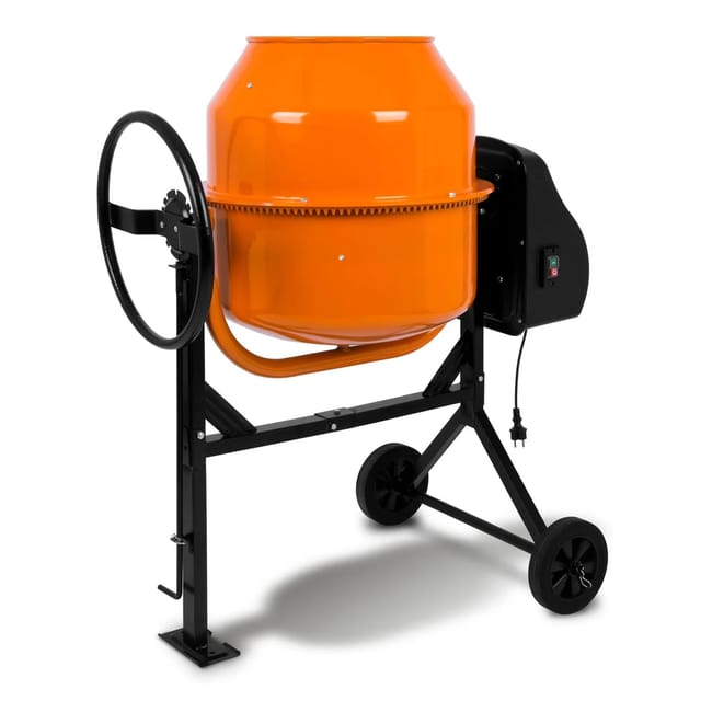 EBERTH Betonmischer 140L Elektrisch Mobil, 550W Motor, Gestell aus Stahl, Trommel Schwenkbar