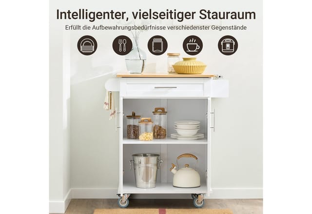 SoBuy Küchenwagen aus MDF mit Bambus Top Küchenschrank Servierwagen FKW13-WN