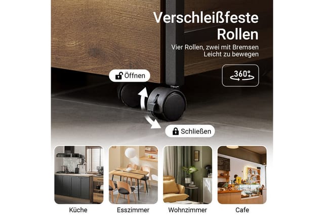 SoBuy Servierwagen Küchenwagen auf Rollen Rollwagen Barwagen FKW118-PF