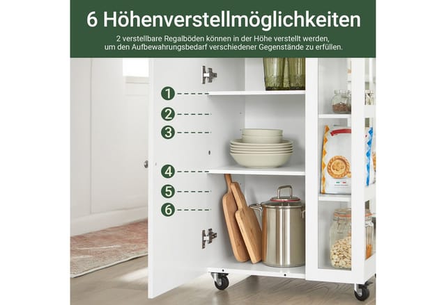 SoBuy Küchenwagen Servierwagen mit 3 Ablagefächern Küchenregal 60x90x40cm Weiß FKW75-WN