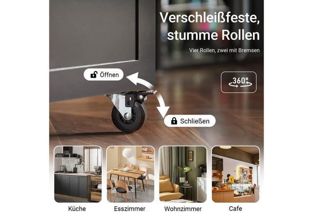 SoBuy Küchenwagen Servierwagen mit 3 Ablagefächern Küchenregal 60x90x40cm Schwarz FKW75-SCH