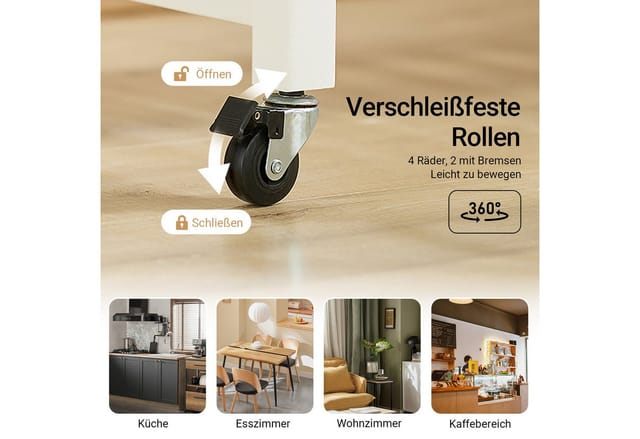 SoBuy Servierwagen mit 2 Ablagen Küchenwagen Küchenregal 98x94x58cm Weiß FKW74-WN