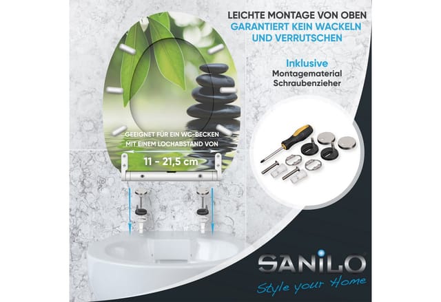 Sanilo WC Sitz mit Absenkautomatik Harmony, Hochwertiger und Stabiler Toilettendeckel aus Holz