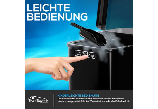 TroniTechnik Eiswürfelmaschine Ice Maker Eiswürfelbereiter Schwarz Kunststoff