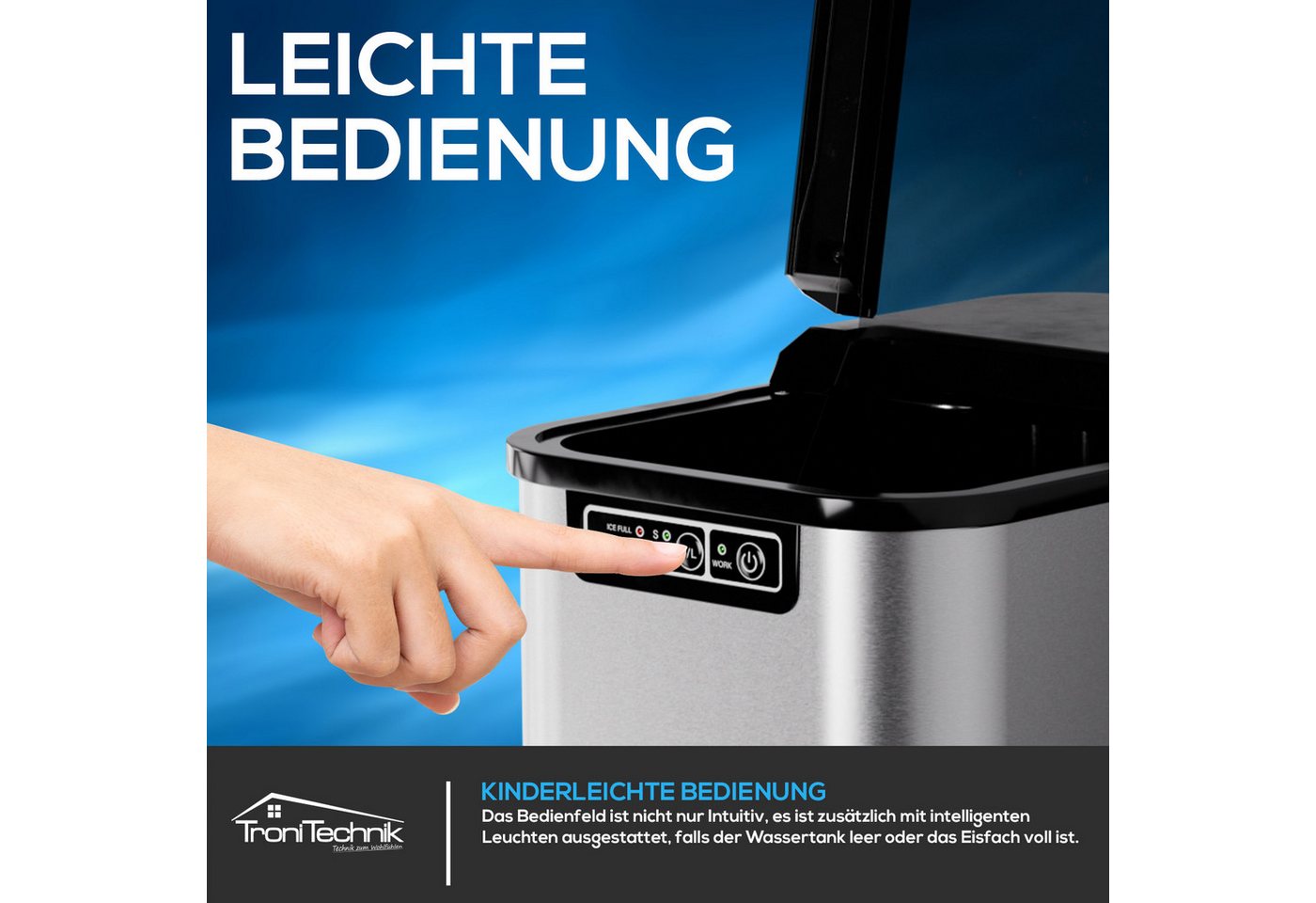 TroniTechnik Eiswürfelmaschine Ice Maker Eiswürfelbereiter Silber Edelstahl Bild 5