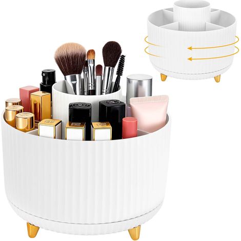 360° Drehbarer Make-up-organizer, Aufbewahrung Für Make-up-pinsel, Kosmetikhalter Mit 5 Fächern, Multifunktionaler Beauty-organizer Für Schminktisch Und Badezimmer