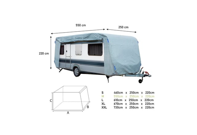 GreenYard® Abdeckplane für Wohnwagen M 550 x 250 x 220 cm
