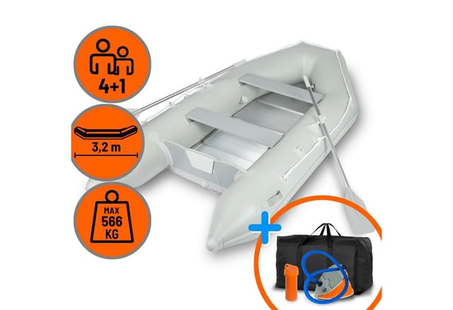 EBERTH Schlauchboot 4 Personen + 1 Kind 3,20m x 1,50m Boot mit Sitzbank bis 566 kg
