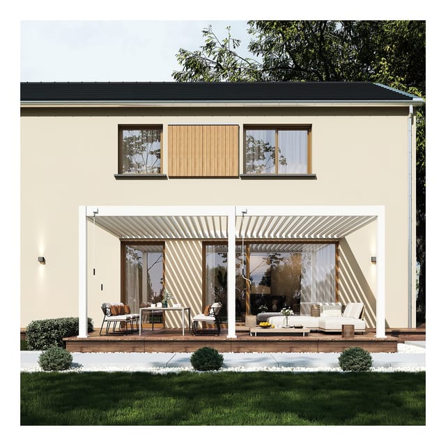 Weide Deluxe Plus Aluminium Pavillon 4 x 6 M Weiß Wandpergola