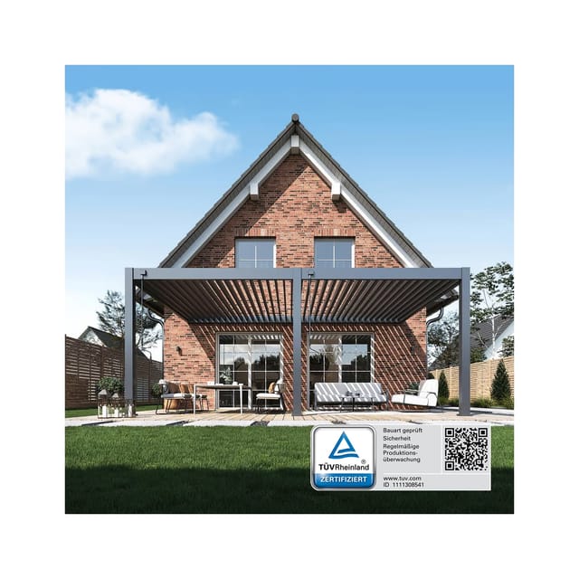 Weide Deluxe Plus Aluminium Pavillon 4 x 6 M Anthrazit Wandpergola