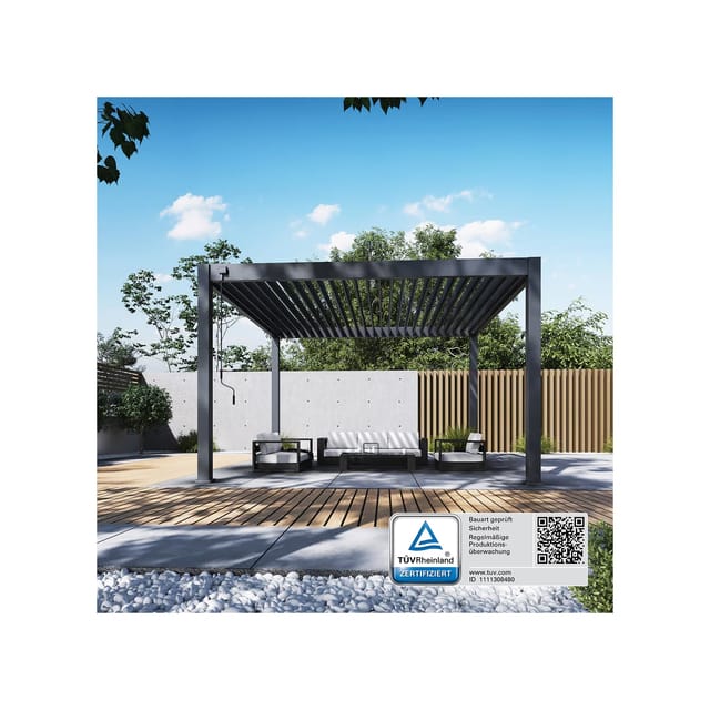 Weide Deluxe Plus Aluminium Pavillon 4 x 4 M Anthrazit Pergola Freistehend