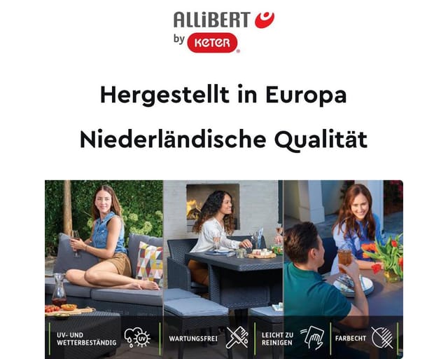 Allibert Salta Hocker Anthrazit mit Sand Kissen - Stilvoller Gartenhocker in Rattanoptik