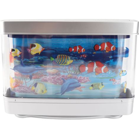 Mini-led-aquarium Mit Beweglichen Fischen, Dekorative Lampe Für Büro Oder Schlafzimmer, 30 X 22,5 X 7 Cm