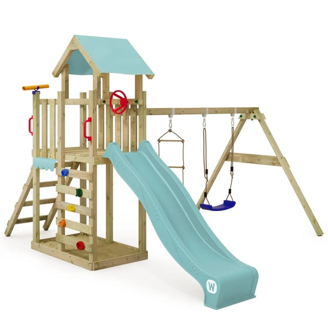 Wickey Spielturm MultiFlyer Light mit Rutsche Pastellblau