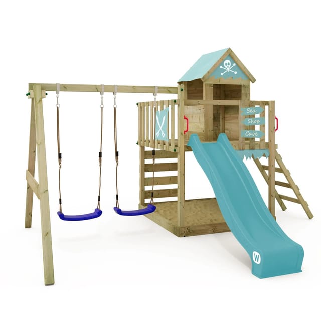 Wickey Spielturm Smart Cave mit Rutsche Pastellblau