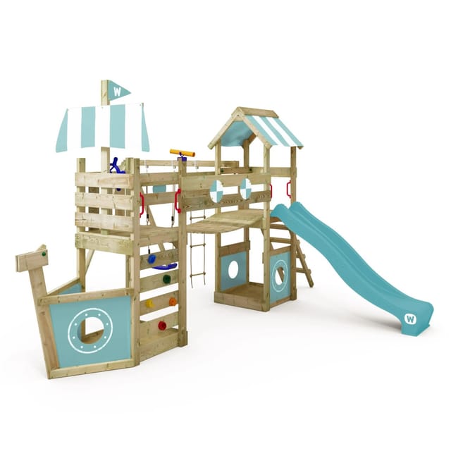 Wickey Spielturm StormFlyer mit Rutsche Pastellblau