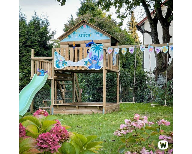 Wickey Spielturm Disney Quest Klettergerüst mit Rutsche Pastellblau