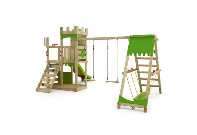 Fatmoose Spielturm BoldBaron Surfswing mit Rutsche Apfelgrün