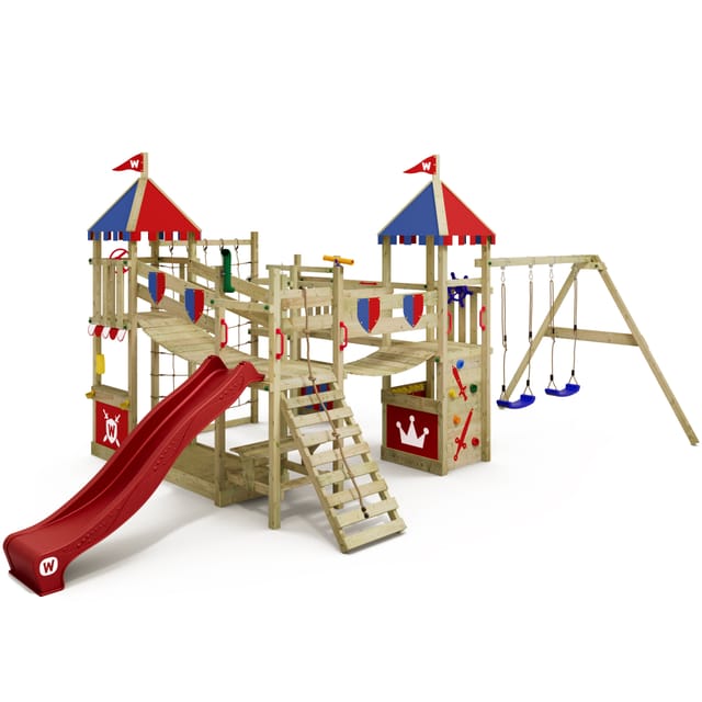Wickey Spielturm Smart Queen Klettergerüst mit Rutsche Rot