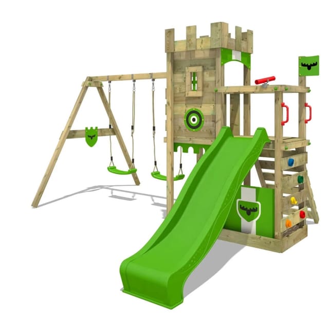 Fatmoose Spielturm BoldBaron mit Rutsche Apfelgrün