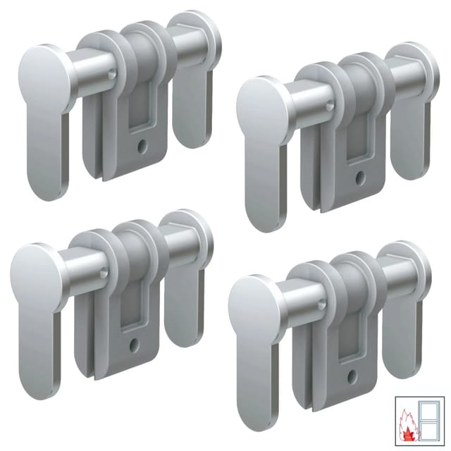 Basi - Universal-Blindzylinder - BZU 100 - Einstellbereich 50-84 mm - Matt vernickelt - Für FH Türen zugelassen - 4er Set