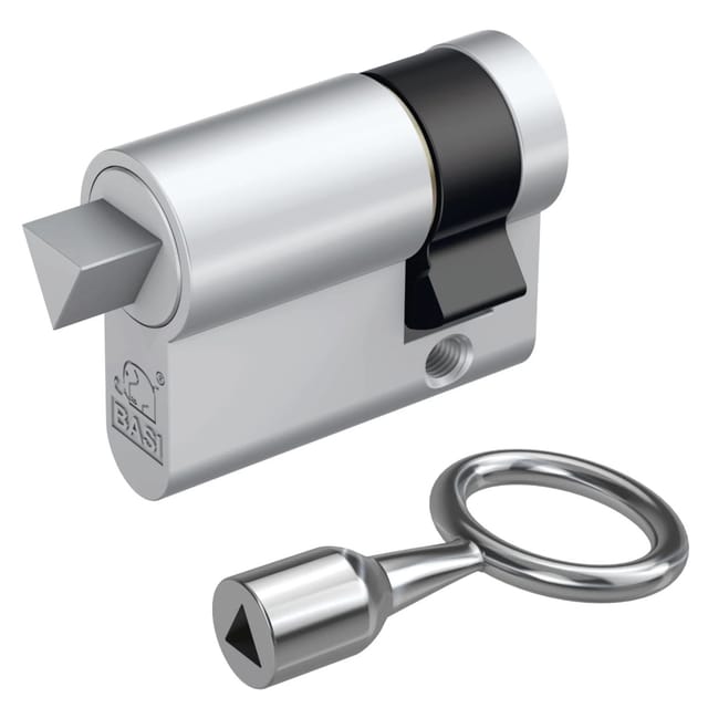Basi - Dreikant-Halbzylinder - 10/30 mm - für Absperrpfosten und vieles mehr - mit Dornschlüssel