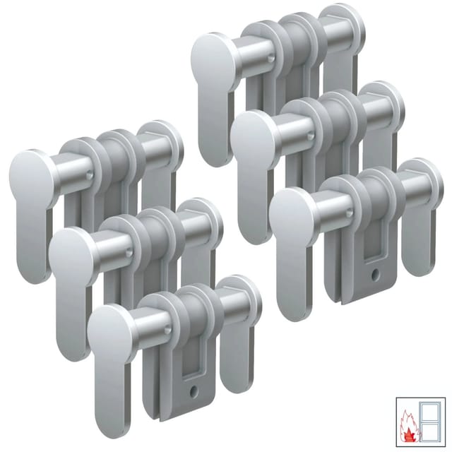 Basi - Universal-Blindzylinder - BZU 100 - Einstellbereich 50-84 mm - Matt vernickelt - Für FH Türen zugelassen - 6er Set
