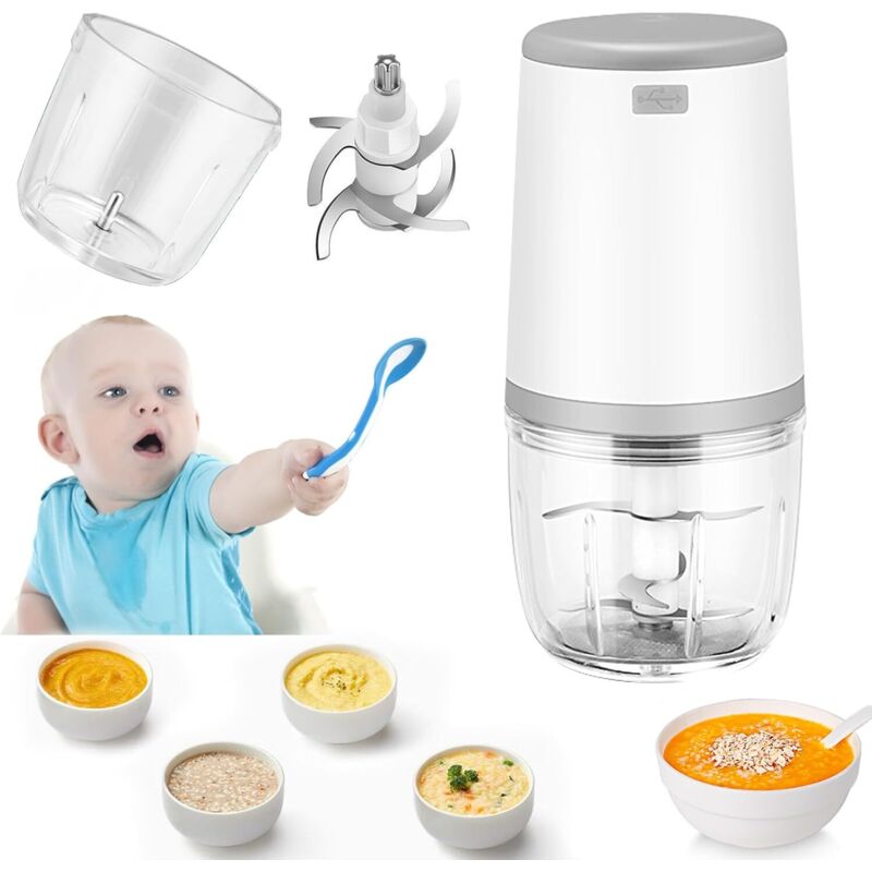 Elektrischer Mini-zerkleinerer 300 Ml – Usb-aufladbar – 6 Edelstahlklingen – Für Fleisch, Gemüse Und Nüsse