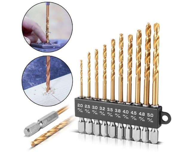 STAHLWERK Universal Spiralbohrer Set 2-5 mm mit Sechskant-Schaft 10-teilig