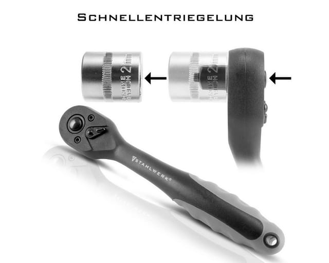 STAHLWERK 3/8 Zoll Profi-Umschaltknarre aus Chrom Vanadium Stahl 72 Zähne
