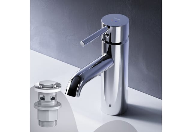 AM.PM Waschtischarmatur mit Klick-Ablaufgarnitur Spike Wasserhahn Bad, Mischbatterie FPA82100 Chrom