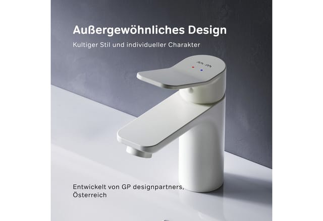 AM.PM Waschtischarmatur mit Klick-Ablaufgarnitur, Waschbecken Armatur, Mischbatterie FXA82133 X-Joy Wasserhahn Bad Weiß
