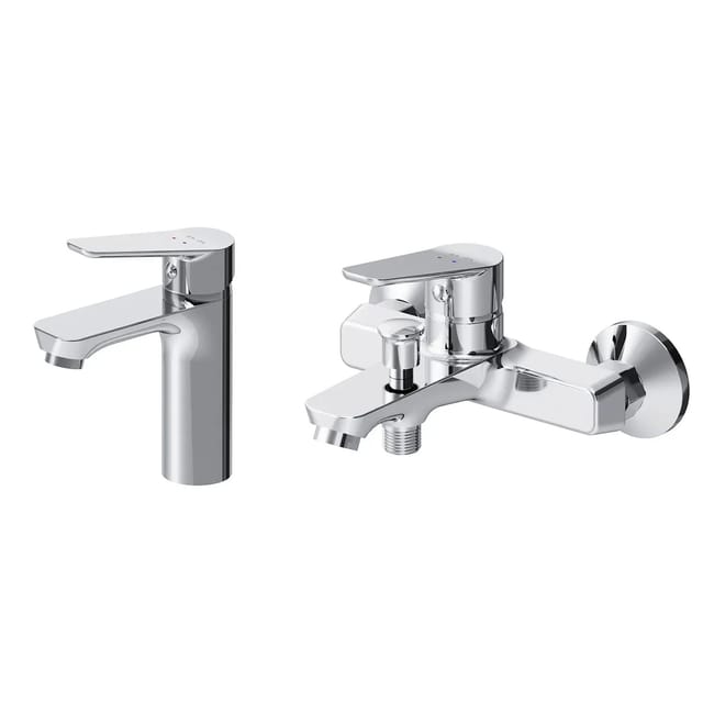 AM.PM Armaturen-Set: Waschtischarmatur und Wannen-/Brausearmatur F408TA39 Hit Chrom