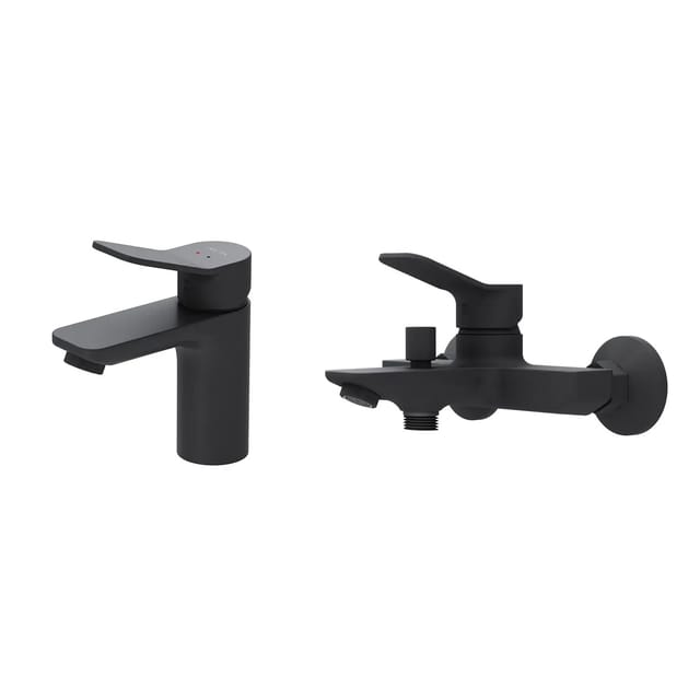 AM.PM Armaturen-Set: Waschtischarmatur und Wannen-/Brausearmatur F428XA39 X-Joy Schwarz