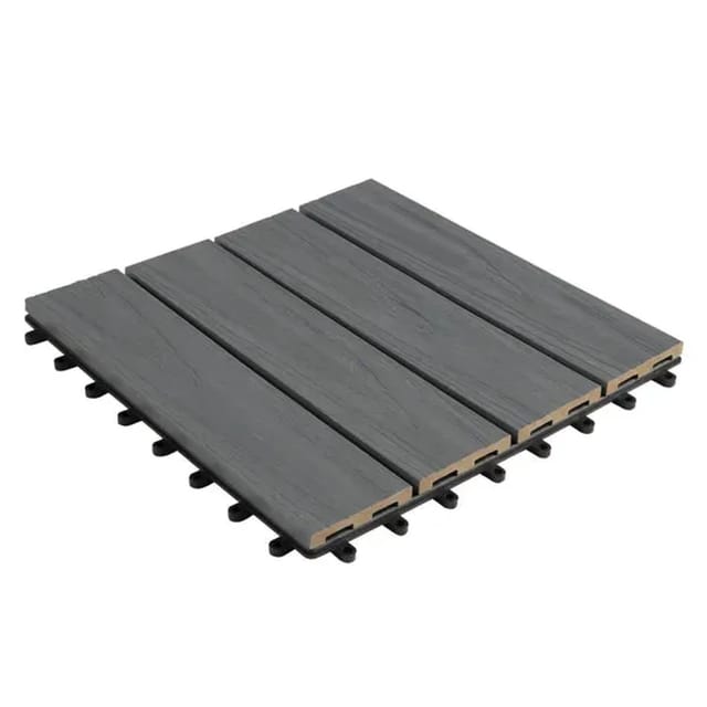 KARAT WPC Klickfliese Classic Wetterbeständige Terrassenfliese Grau 30 x 30 cm