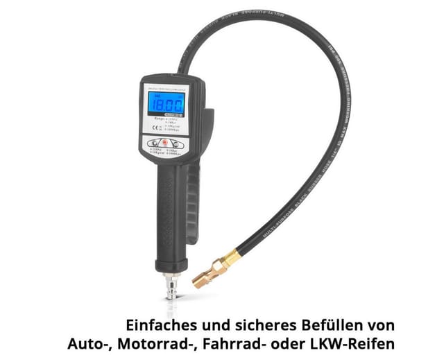 STAHLWERK Digitale Druckluft-Reifenfüllpistole DRP-18 ST Messbereich 0-18 Bar