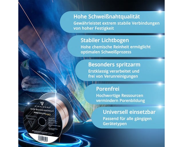 STAHLWERK Schweißdraht MIG MAG CuSi3 1,0 mm 1 kg Drahtrolle
