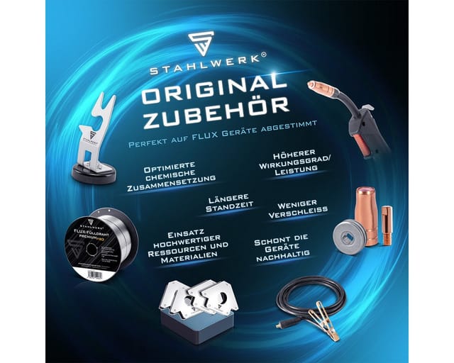STAHLWERK Schweißdraht MIG MAG Premium Fülldraht E71T-GS Ø 0,9 mm 1 kg 2er Set