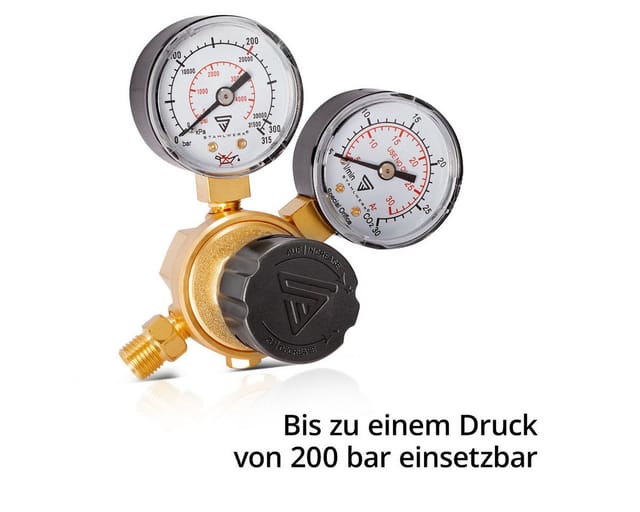 STAHLWERK Mini Druckminderer Druckregler 200 Bar für Argon CO2 Mix