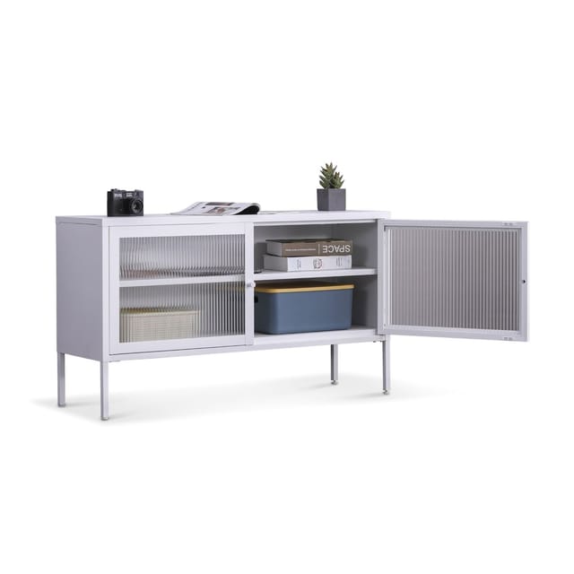 Coemo Sideboard Tokio 115x35x64cm aus Metall mit Glastüren