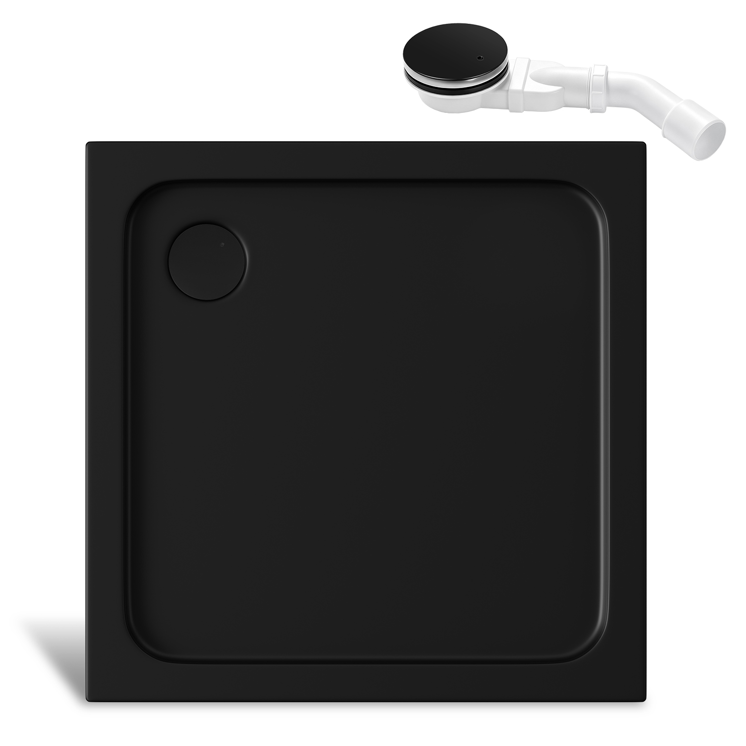 Randaco Flache Acryl Duschtasse 90x90 Cm Schwarz Mit Chrom Ablauf Und Haarfilter