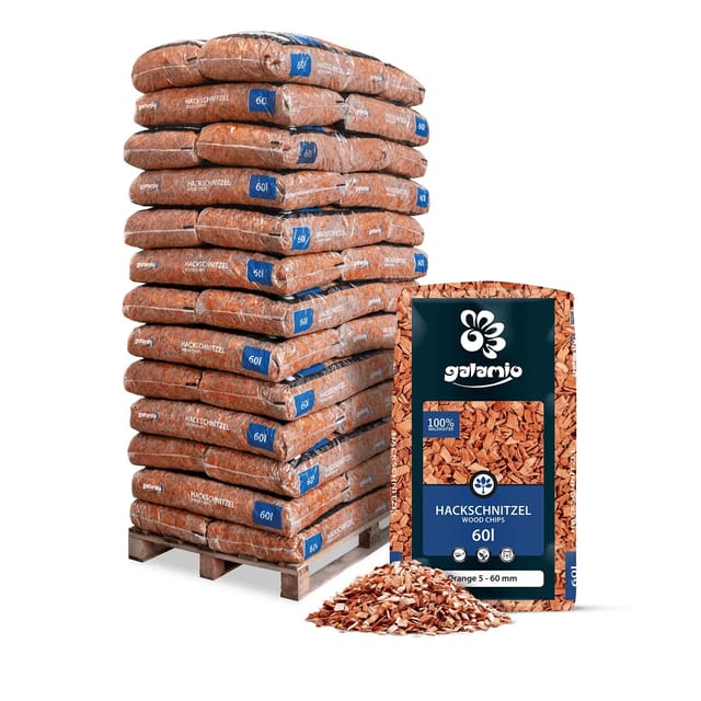 Galamio Holzhackschnitzel Orange 60l x 39 Sack 2340l Palette