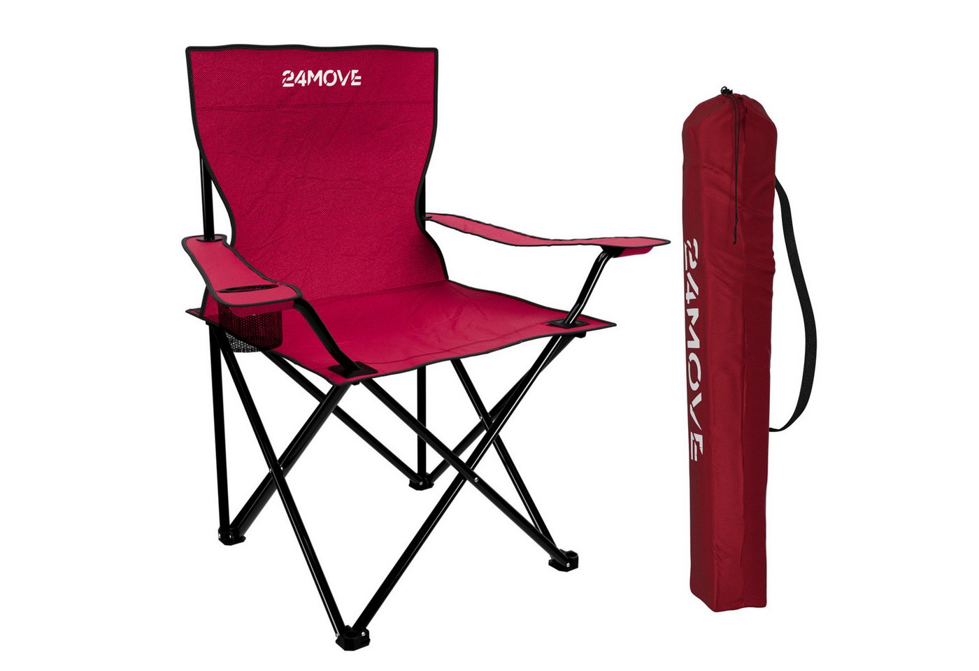 24Move Campingstuhl Faltstuhl Rot Getraenkehalter Tragetasche Outdoor Faltbar 100Kg Klappstuhl Bild 5