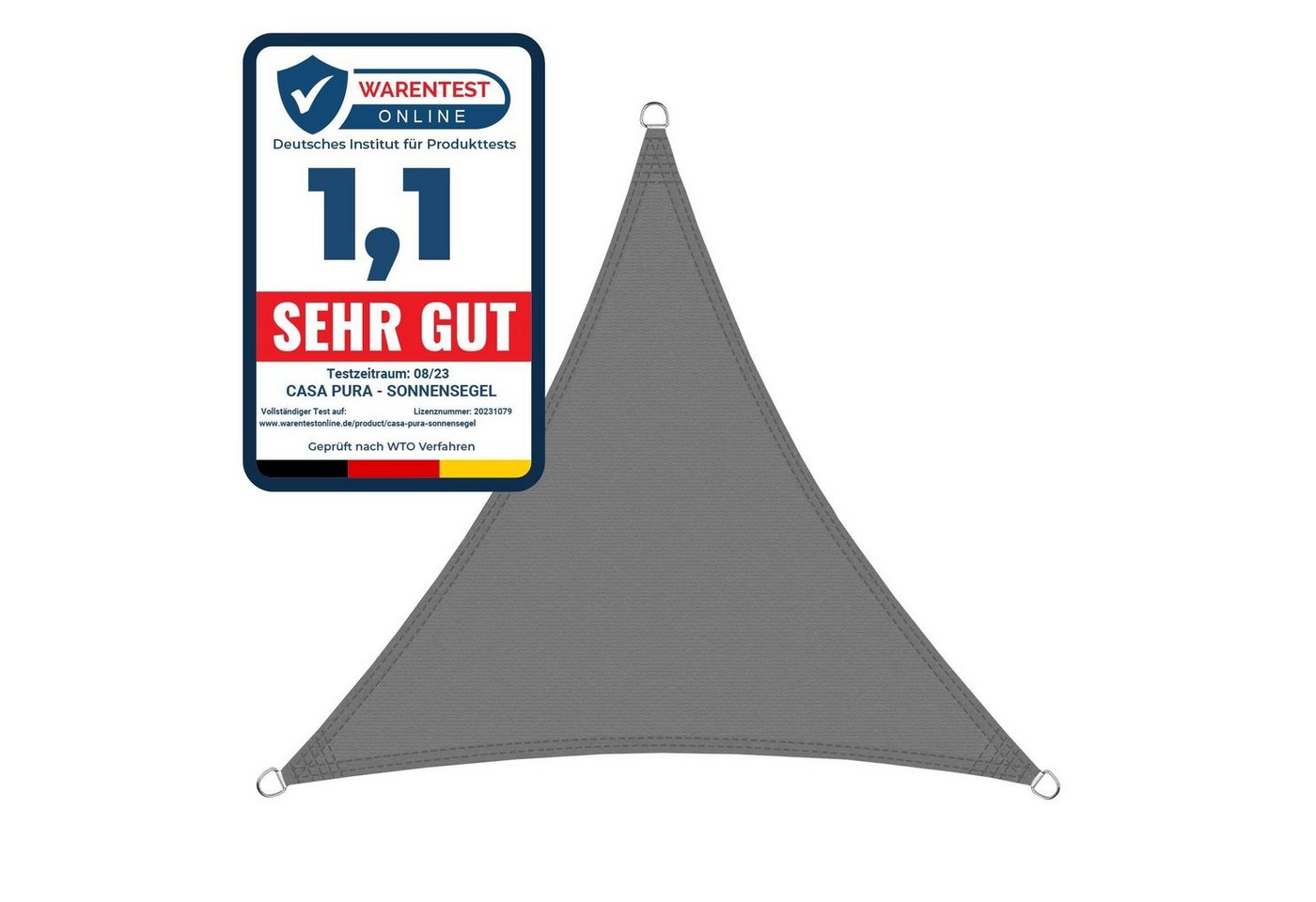 Karat Sonnensegel Atmungsaktiv Dreieckig - für Garten, Terrasse und Balkon - Grau 5 x 5 x 7 m Bild 2